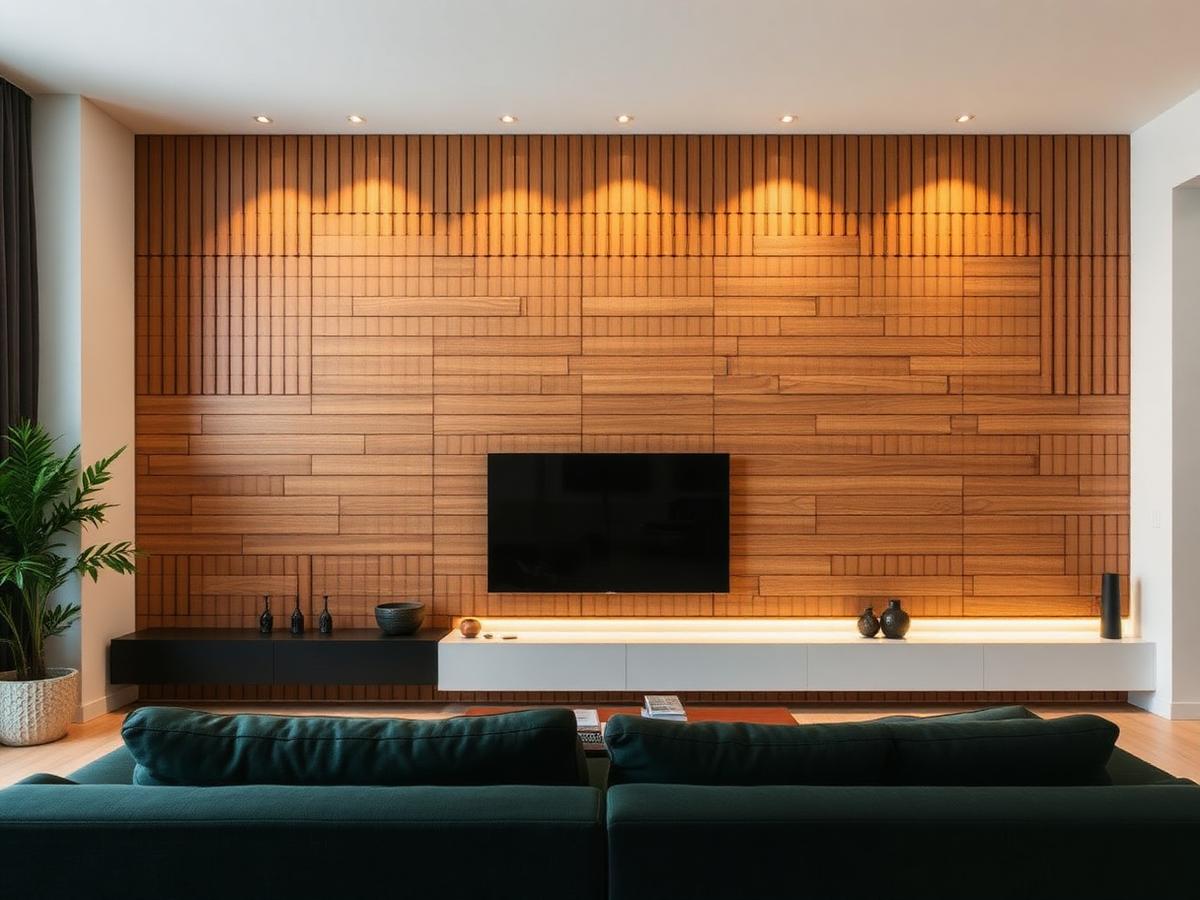 Painel ripado living